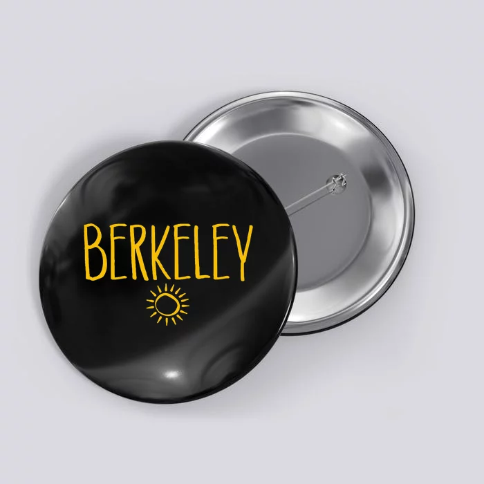 Berkeley California CA Sun Drawing Amber Print Button