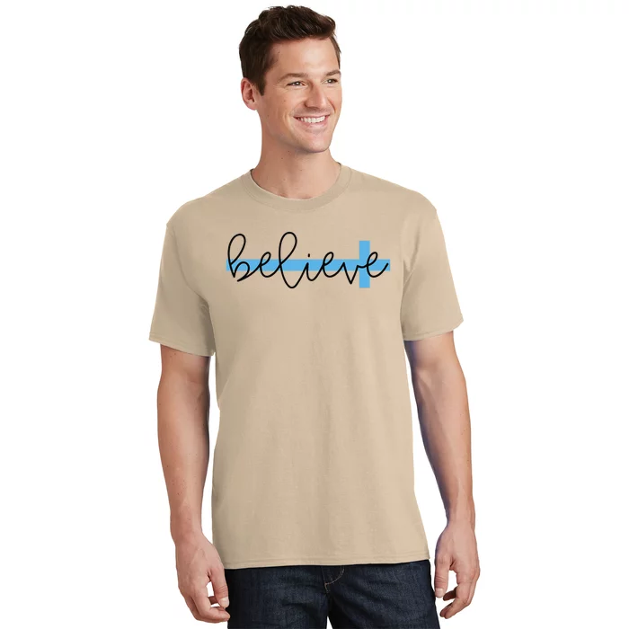 Believe Cross Christian Women's For Easter T-Shirt