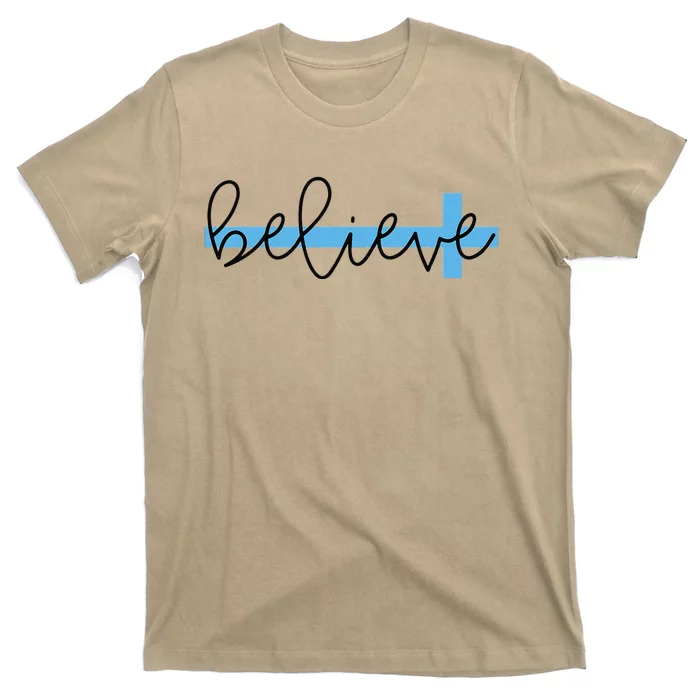 Believe Cross Christian Women's For Easter T-Shirt