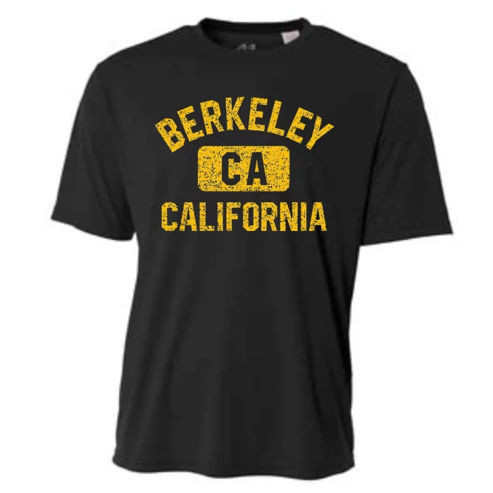 Berkeley CA California Gym Style Distressed Amber Print Cooling Performance Crew T-Shirt