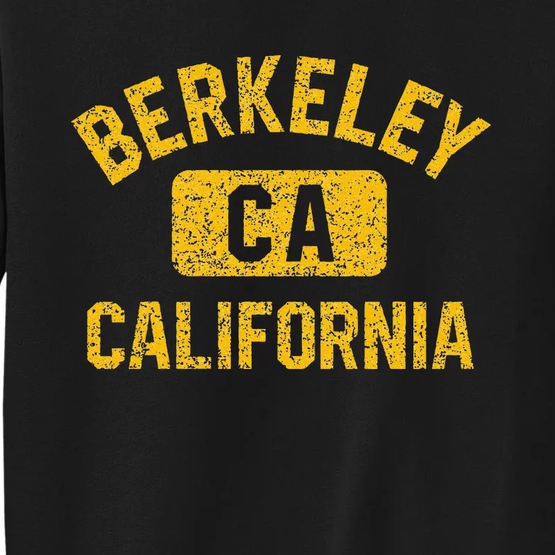 Berkeley CA California Gym Style Distressed Amber Print Sweatshirt