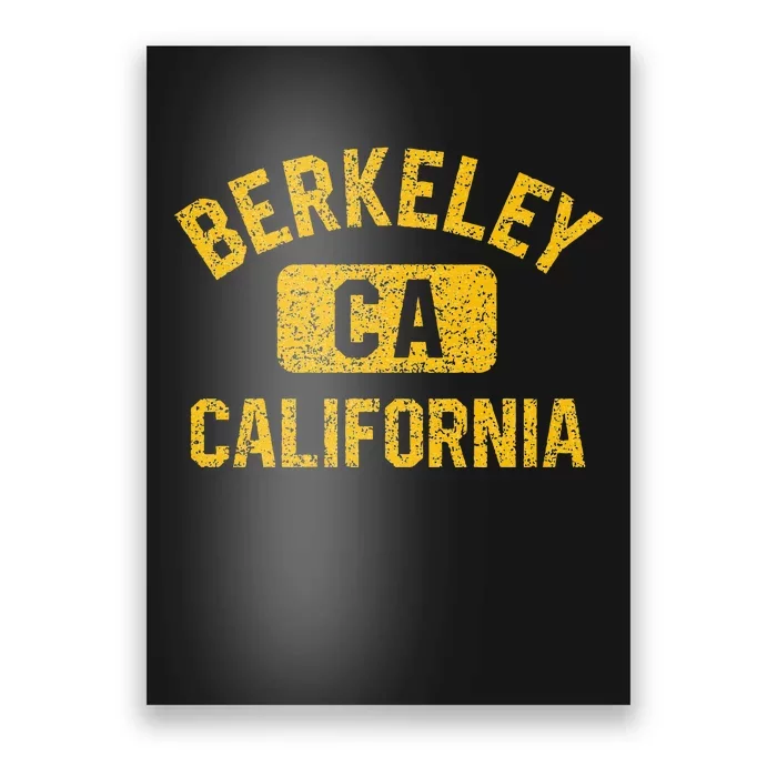 Berkeley CA California Gym Style Distressed Amber Print Poster