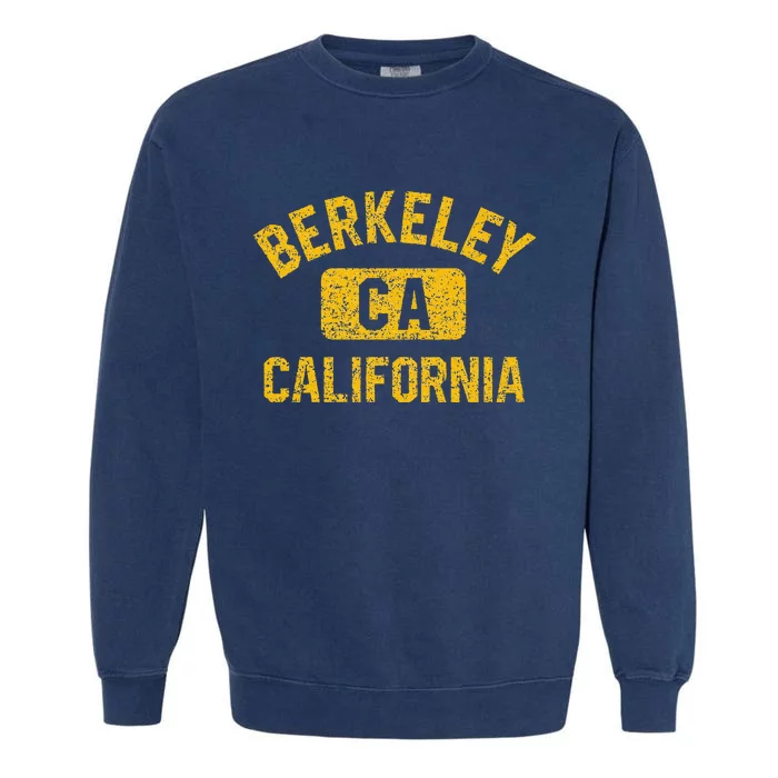 Berkeley CA California Gym Style Distressed Amber Print Garment-Dyed Sweatshirt