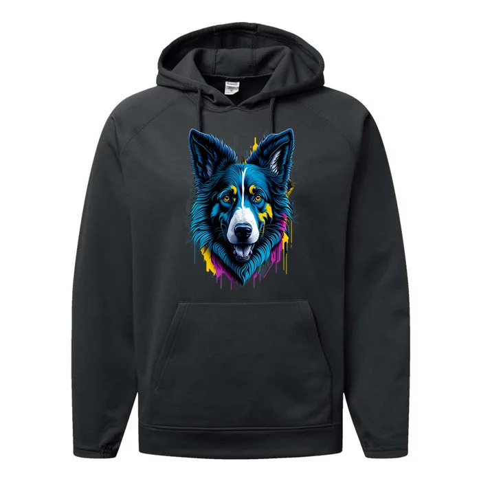 Border Collie | Colorful Dog Breed Design Performance Fleece Hoodie