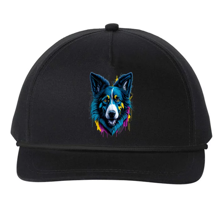 Border Collie | Colorful Dog Breed Design Snapback Five-Panel Rope Hat