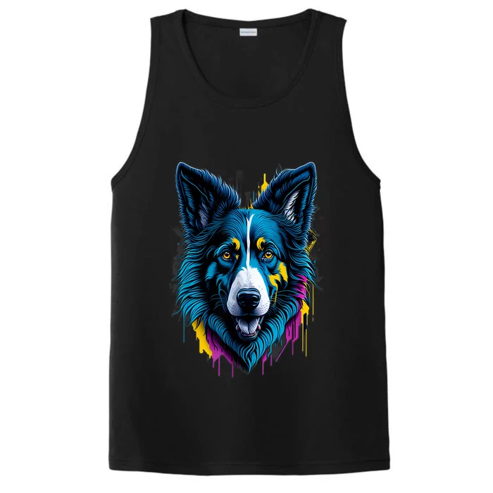 Border Collie | Colorful Dog Breed Design Performance Tank