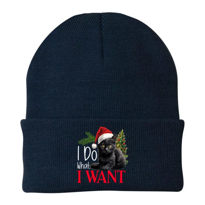 Black Cat Christmas I Do What I Want Gift Knit Cap Winter Beanie