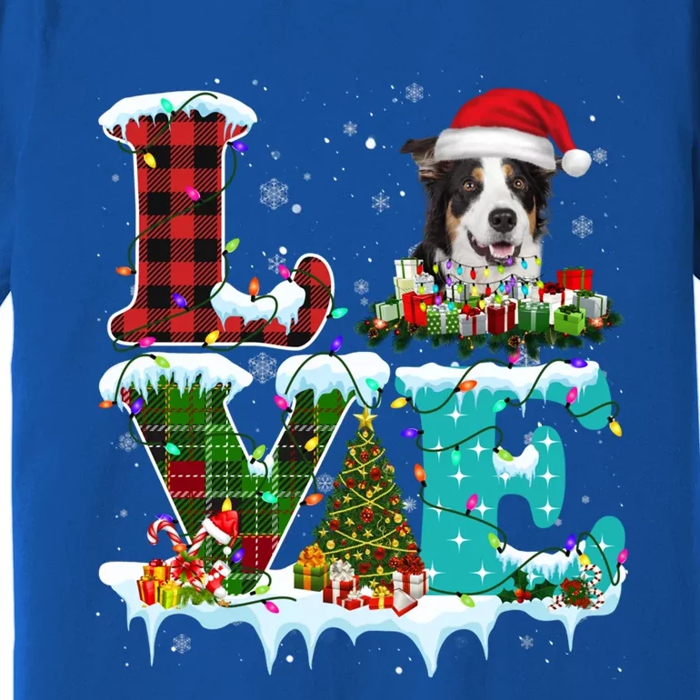 Border Collie Christmas Tree Lights Santa Dog Xmas Gift Premium T-Shirt