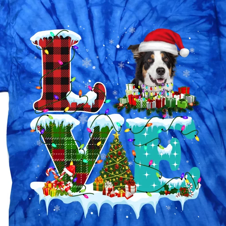 Border Collie Christmas Tree Lights Santa Dog Xmas Gift Tie-Dye T-Shirt