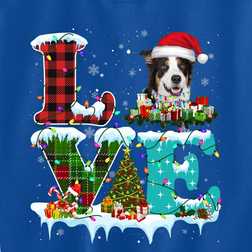 Border Collie Christmas Tree Lights Santa Dog Xmas Gift Kids Sweatshirt