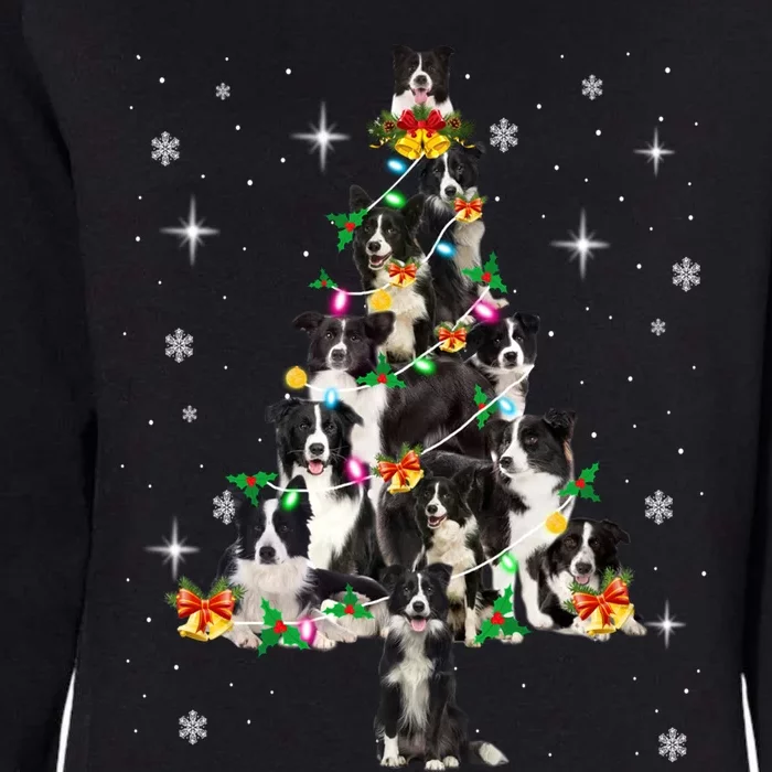 Border Collie Christmas Tree Lights Xmas Pajama Dog Lover Cool Gift Womens California Wash Sweatshirt