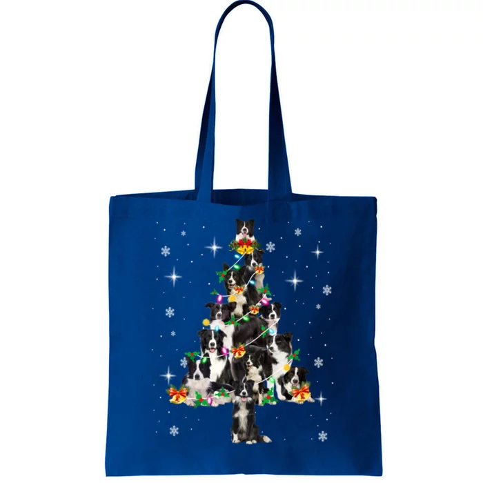 Border Collie Christmas Tree Lights Xmas Pajama Dog Lover Cool Gift Tote Bag