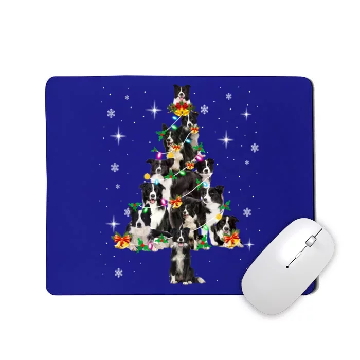 Border Collie Christmas Tree Lights Xmas Pajama Dog Lover Cool Gift Mousepad