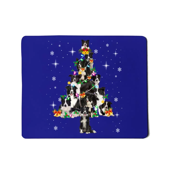 Border Collie Christmas Tree Lights Xmas Pajama Dog Lover Cool Gift Mousepad