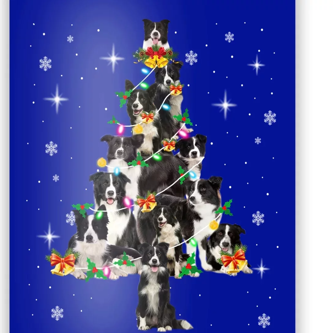 Border Collie Christmas Tree Lights Xmas Pajama Dog Lover Cool Gift Poster