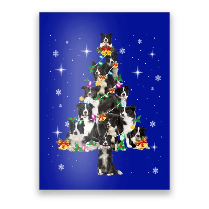 Border Collie Christmas Tree Lights Xmas Pajama Dog Lover Cool Gift Poster