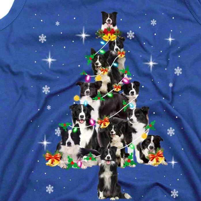 Border Collie Christmas Tree Lights Xmas Pajama Dog Lover Cool Gift Tank Top