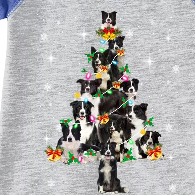 Border Collie Christmas Tree Lights Xmas Pajama Dog Lover Cool Gift Infant Baby Jersey Bodysuit