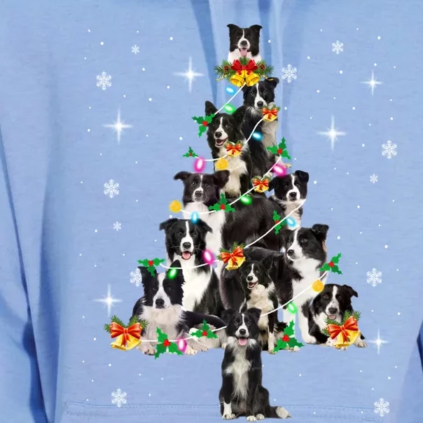 Border Collie Christmas Tree Lights Xmas Pajama Dog Lover Cool Gift Unisex Surf Hoodie