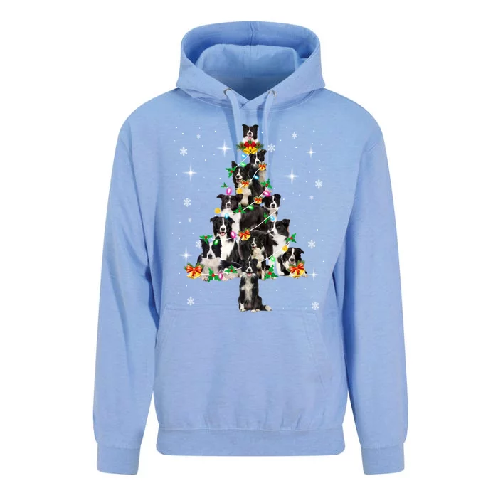 Border Collie Christmas Tree Lights Xmas Pajama Dog Lover Cool Gift Unisex Surf Hoodie