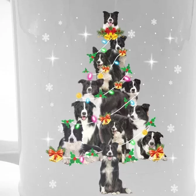 Border Collie Christmas Tree Lights Xmas Pajama Dog Lover Cool Gift Front & Back Beer Stein