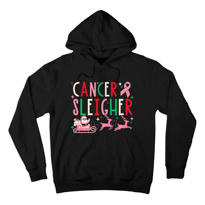 Breast Cancer Christmas Pink Ribbon Santa Sleigh Reindeer Tall Hoodie