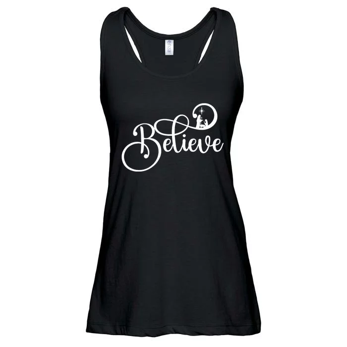 Believe Christmas Christian Nativity Scene Ladies Essential Flowy Tank