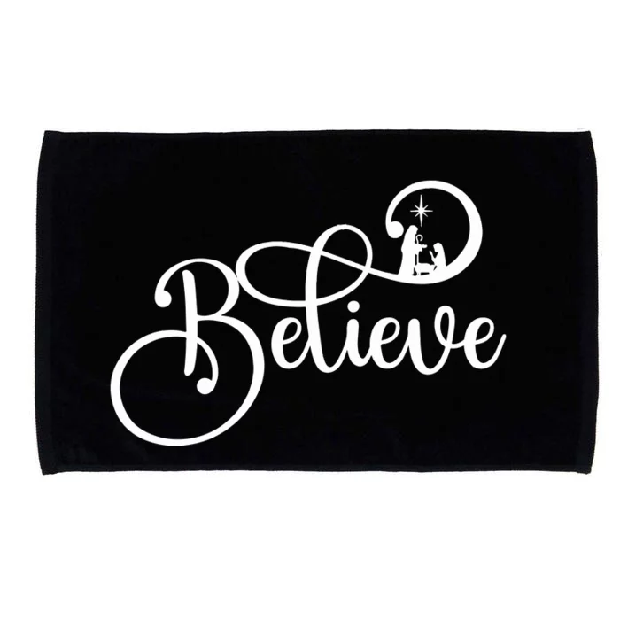 Believe Christmas Christian Nativity Scene Microfiber Hand Towel