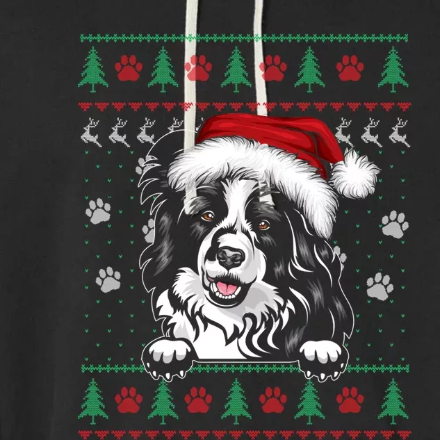 Border Collie Christmas Ugly Sweater Funny Dog Lover Xmas Gift Garment-Dyed Fleece Hoodie