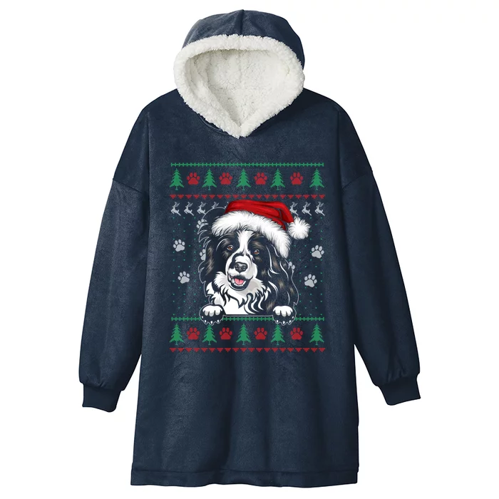 Border Collie Christmas Ugly Sweater Funny Dog Lover Xmas Gift Hooded Wearable Blanket