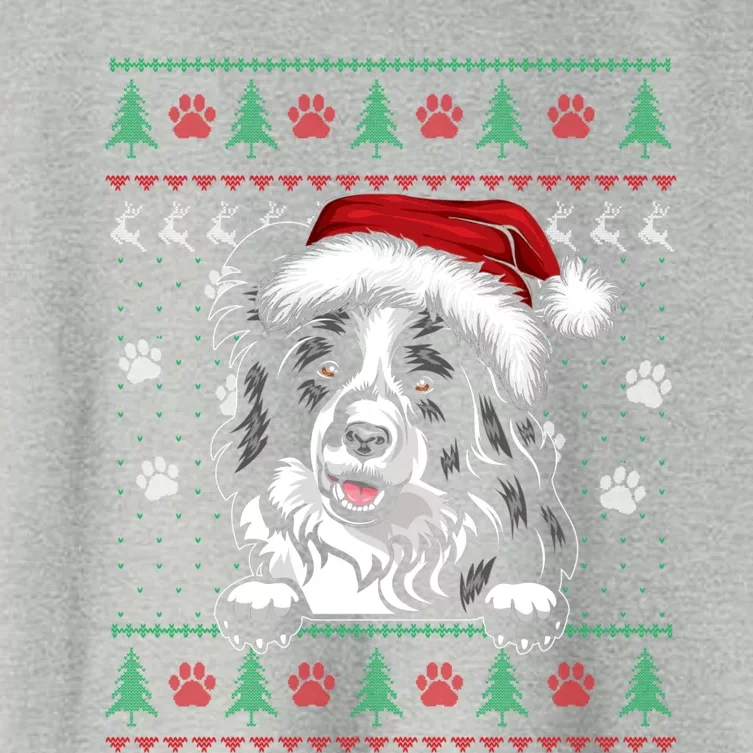 Border Collie Christmas Ugly Sweater Funny Dog Lover Xmas Gift Women's Crop Top Tee