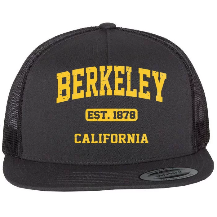 Berkeley California CA Vintage State Athletic Style Flat Bill Trucker Hat