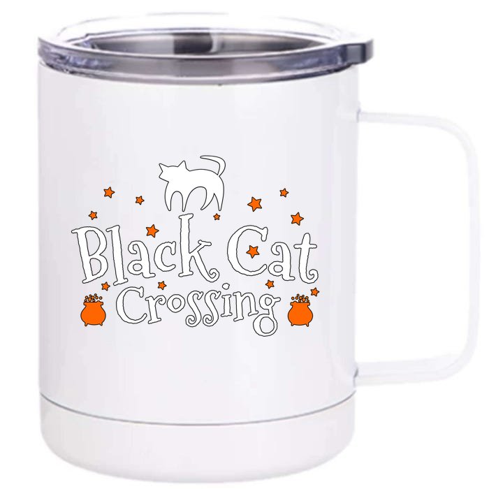 Black Cat Crossing Halloween Party Funny Gift Front & Back 12oz Stainless Steel Tumbler Cup