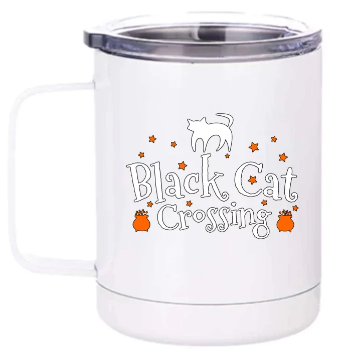 Black Cat Crossing Halloween Party Funny Gift Front & Back 12oz Stainless Steel Tumbler Cup