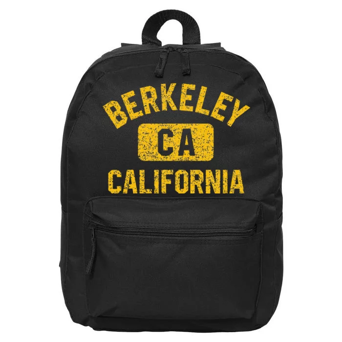 Berkeley CA California Gym Style Distressed Amber Print 16 in Basic Backpack