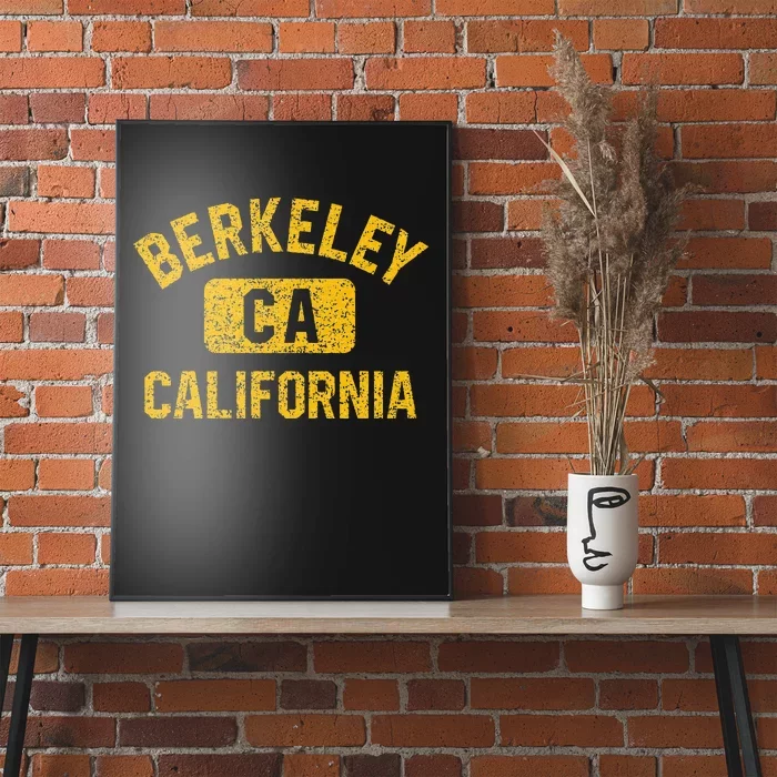 Berkeley CA California Gym Style Distressed Amber Print Poster