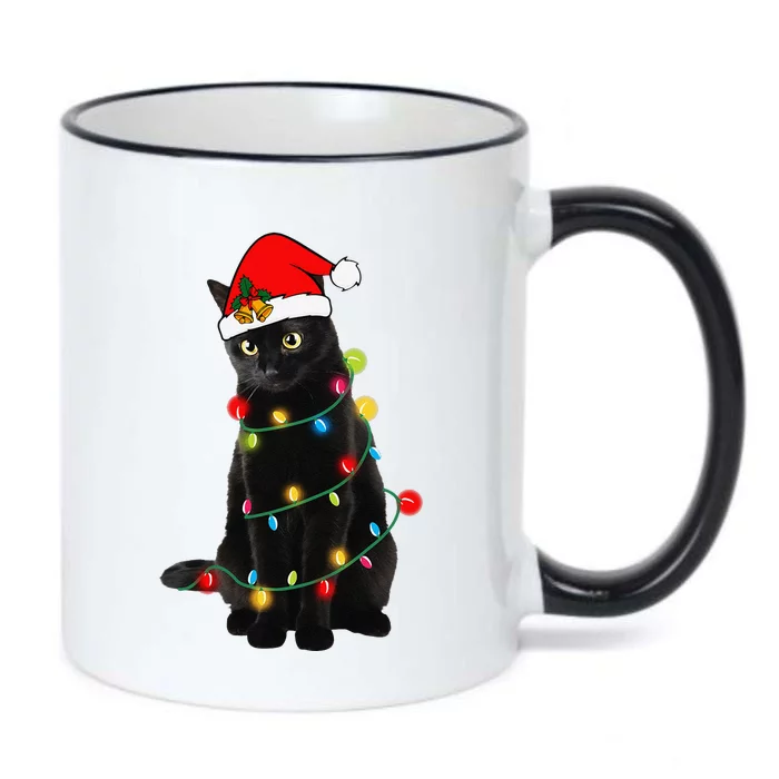 Black Cat Christmas Light Funny Cat Lover Xmas Cats Black Color Changing Mug