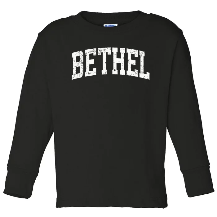 Bethel Connecticut CT Vintage Athletic Sports Pink Toddler Long Sleeve Shirt