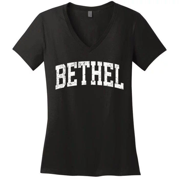 Bethel Connecticut CT Vintage Athletic Sports Pink Women's V-Neck T-Shirt