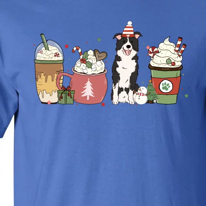 Border Collie Coffee Latte Winter Christmas Dog Mom Holiday Funny Gift Tall T-Shirt