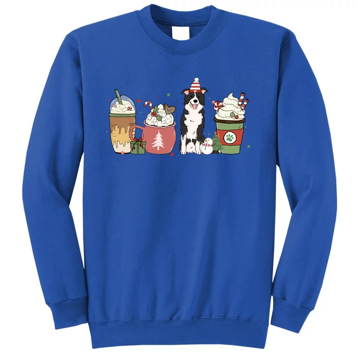 Border Collie Coffee Latte Winter Christmas Dog Mom Holiday Funny Gift Tall Sweatshirt