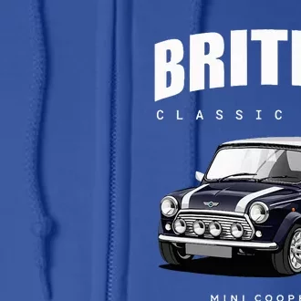 British Classic Car Dark Blue Mini Sports Car Full Zip Hoodie