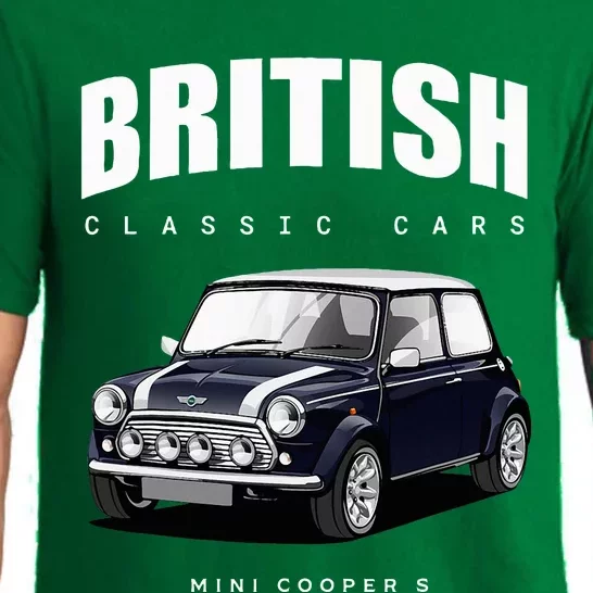 British Classic Car Dark Blue Mini Sports Car Pajama Set