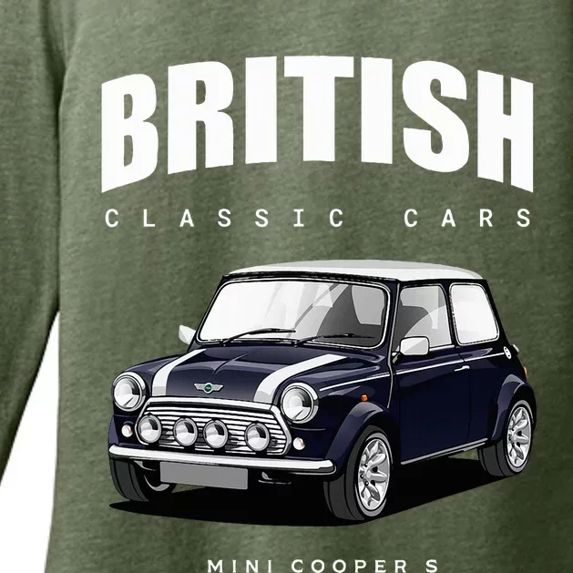 British Classic Car Dark Blue Mini Sports Car Womens CVC Long Sleeve Shirt