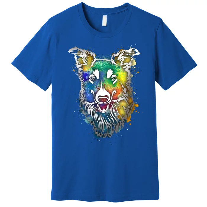 Border Collie Color Art Gift Dog Lover Gift Premium T-Shirt