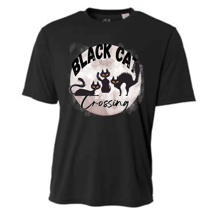 Black Cats Crossing The Moon Pet Owner Lover Cool Gift Cooling Performance Crew T-Shirt