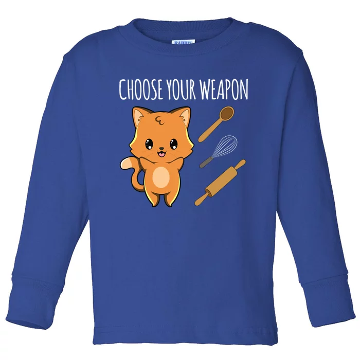 Baking Cooking Choose Your Weapon Cat Kawaii Anime Japanese Gift Toddler Long Sleeve Shirt