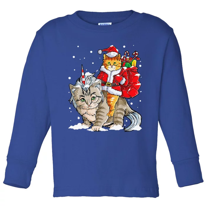 Black Cat Christmas Lights Cat Lover Funny Xmas Pajama Gift Toddler Long Sleeve Shirt