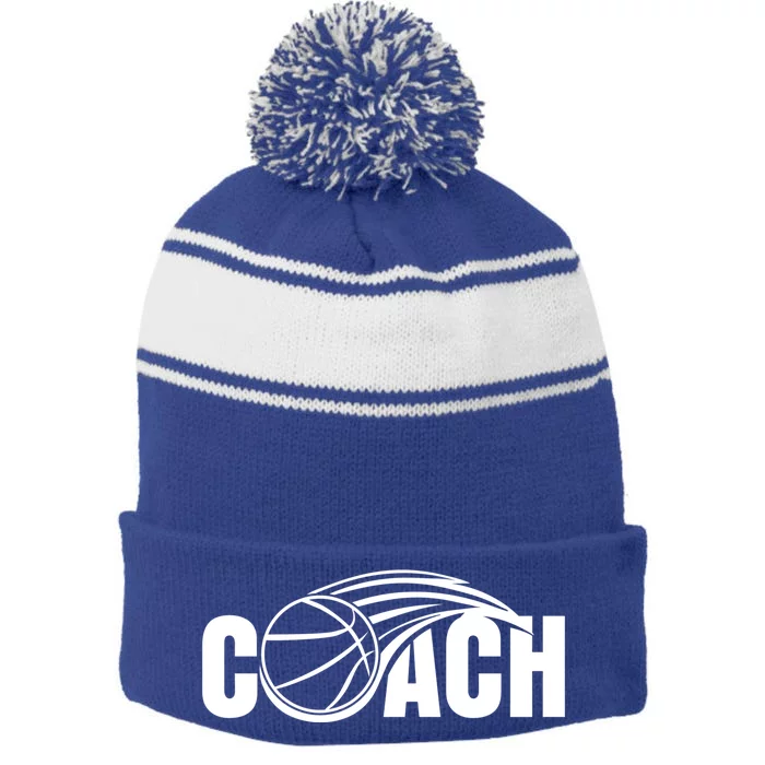 Basketball Coach Coaching Basketballer Trainer Gift Stripe Pom Pom Beanie