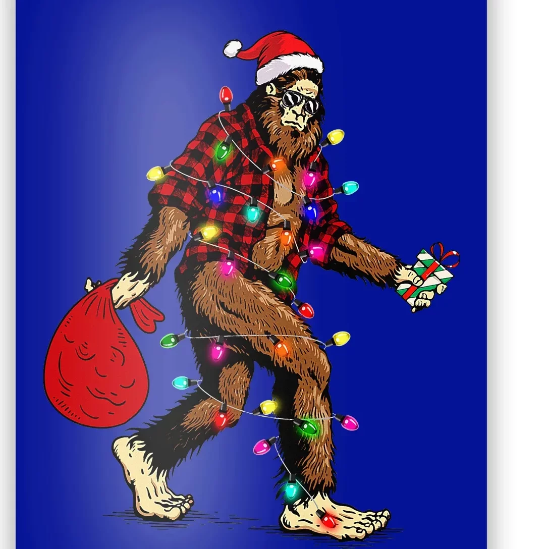 Bigfoot Carrying Christmas Tree Sasquatch Pajama Poster